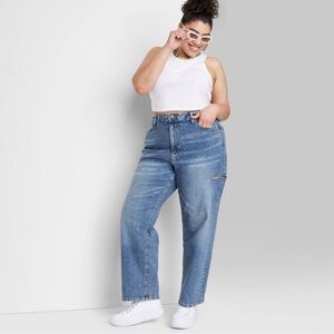 Women's High-Rise 90's Relaxed Slashed
Straight Jeans - Wild Fable